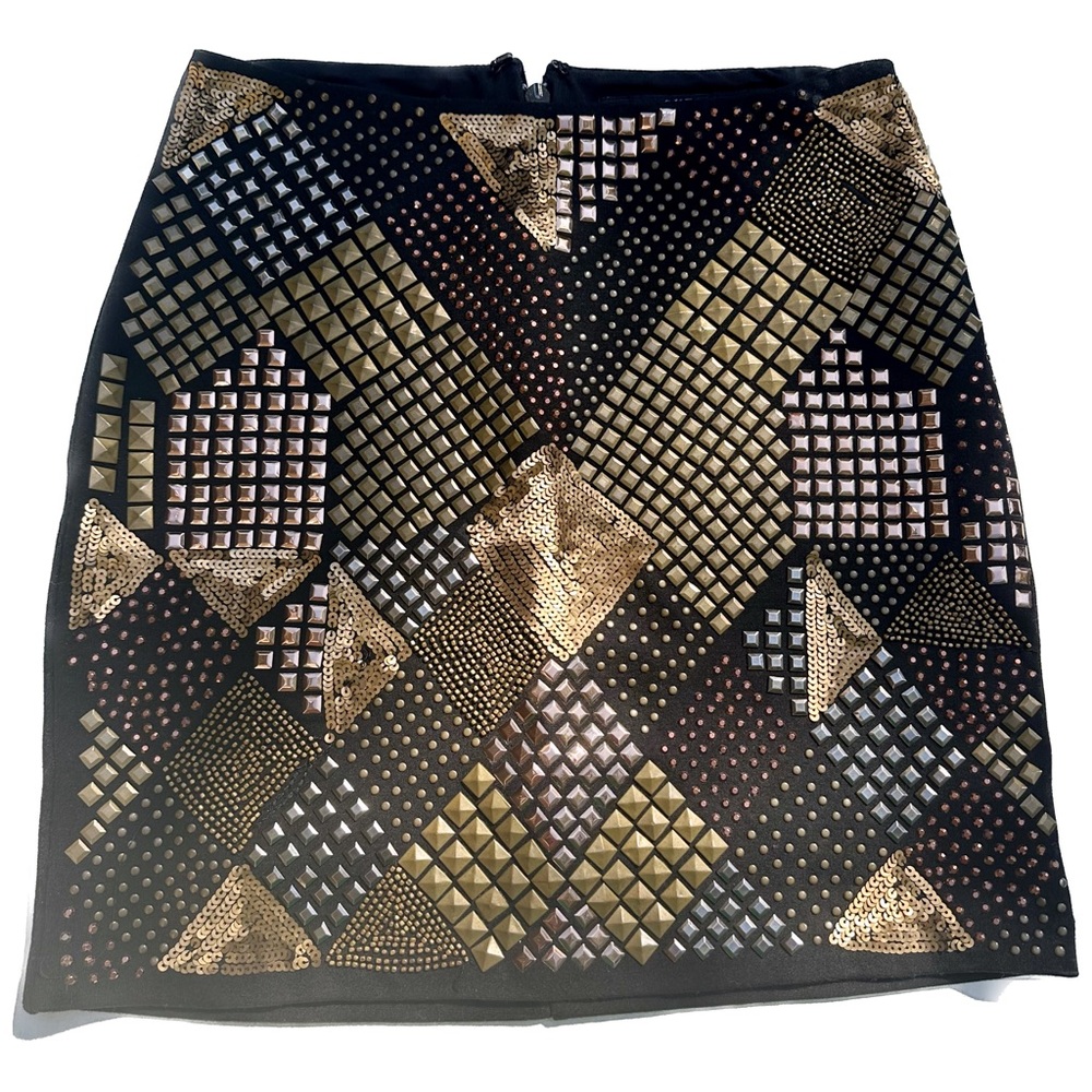 Guess Los Angeles women’s Skirt Studded & Sequin nightout outfit black & Gold XS